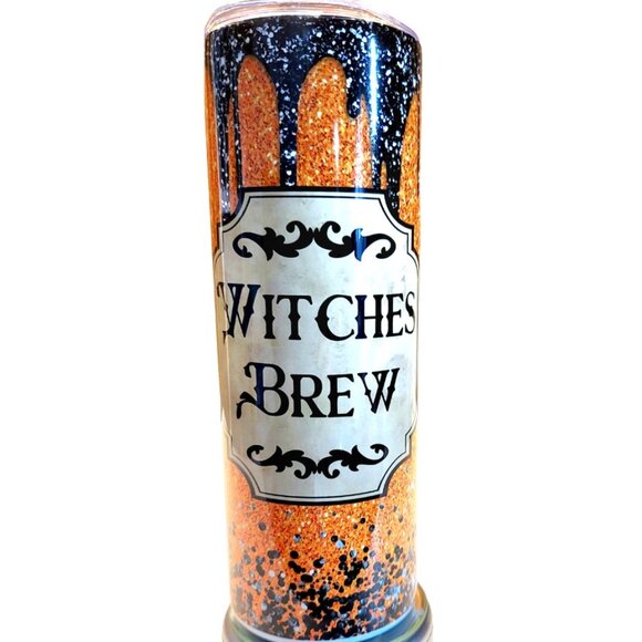 20 Oz Witches Brew Glitter Halloween Drinking Tumbler - Picture 1 of 7